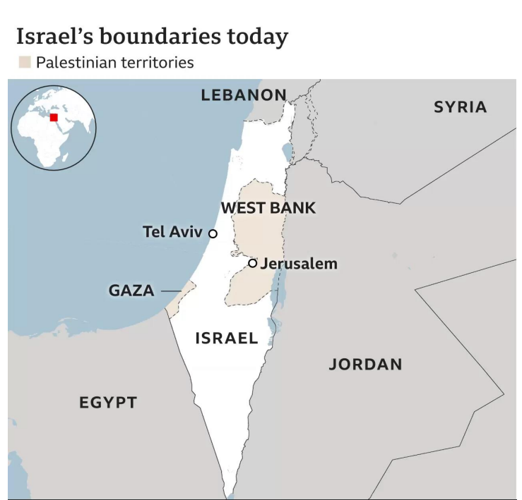 Israeli-Palestinian Conflict 1 Israel's boundaries today